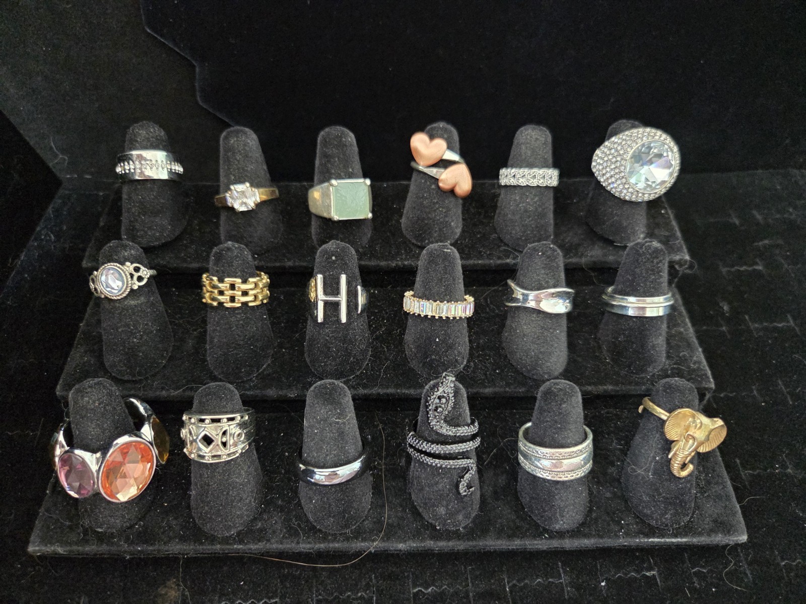 Vintage To Now Ring Lot. Beaded, Rhinestone, Statement, Designer Costume Bands