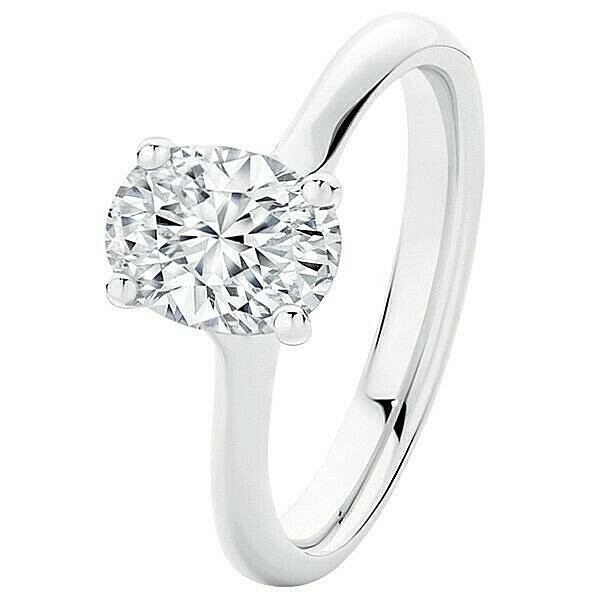 Diamond Ring Oval Cut 750 White Gold GIA Certified Solitaire