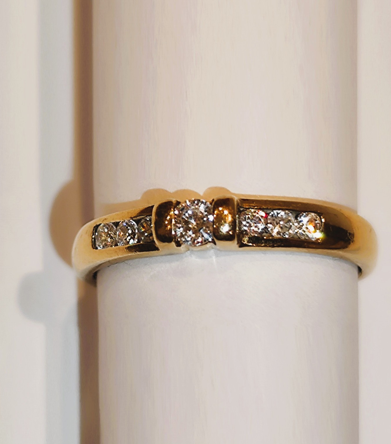 Gold ring 8K = 333 gold size 57.5 Yellow gold zircon 0.34 ct ladies’ ring small and fine