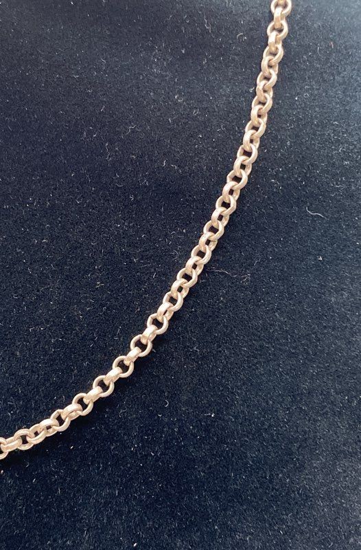Sterling Silver 925 Jewelry Set Rolo Chain Necklace 16.75″ CZ Band Ring Size 5.5