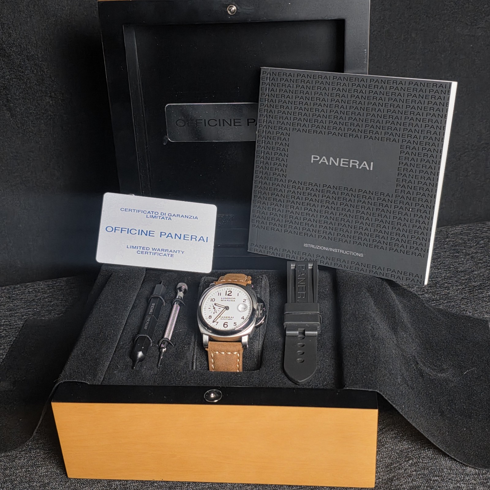 Panerai Luminor Marina PAM00049 Automatic White Dial Box & Papers + 3 Strap