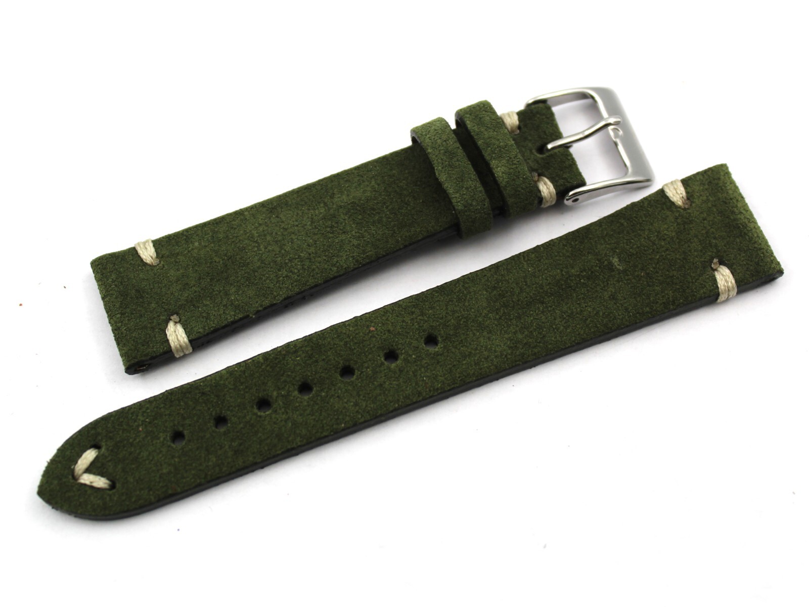 Olive Green Suede Strap Various Sizes Handmade Steel Buckle