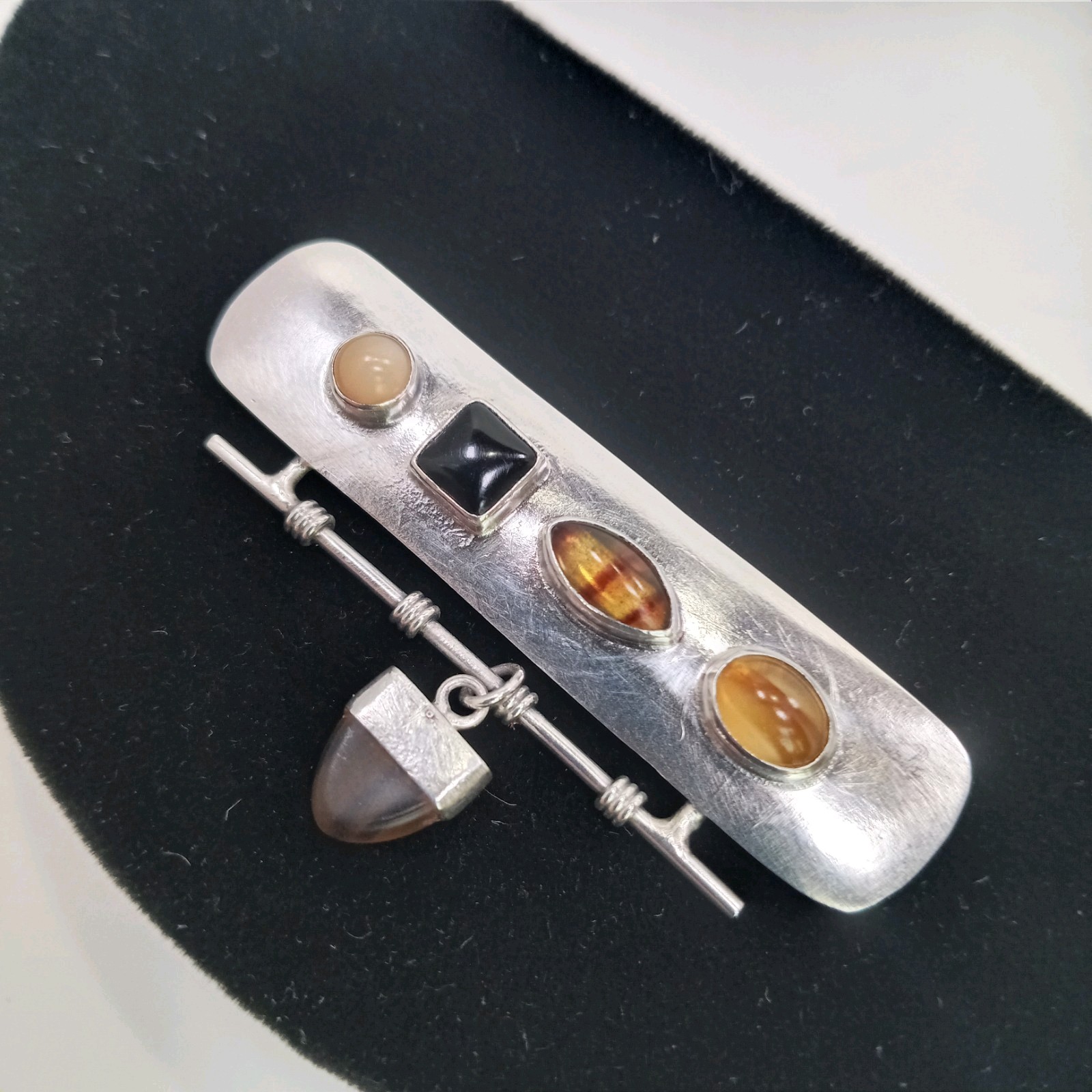 Vintage Rare Janice Lee Ripley JLR Sterling Silver 925 Multi Gemstone Pin Brooch
