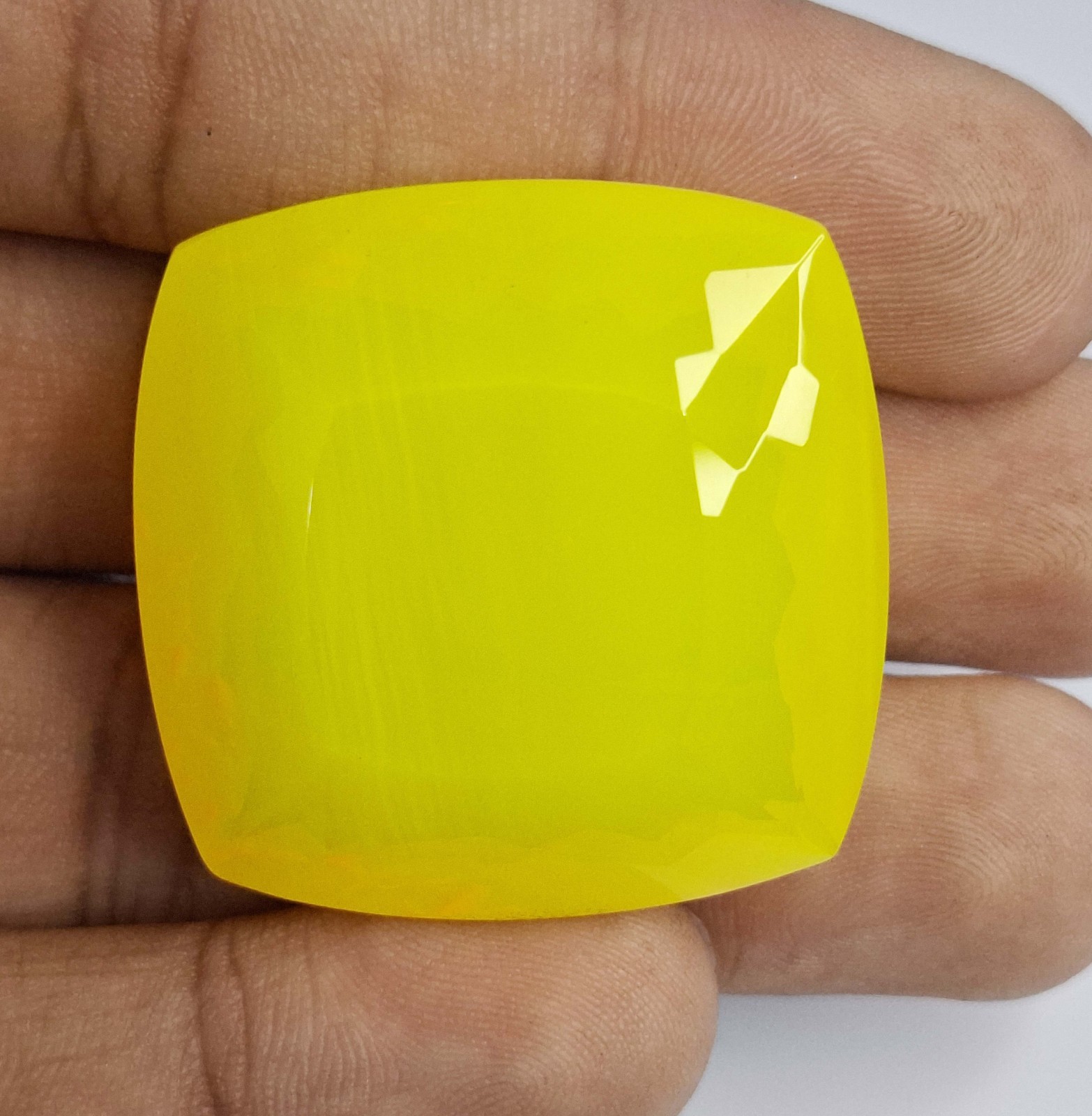 Lab Created Neon Yellow Welo Opal Cushion Cut 126-128 Ct Loose Gemstone SP1164