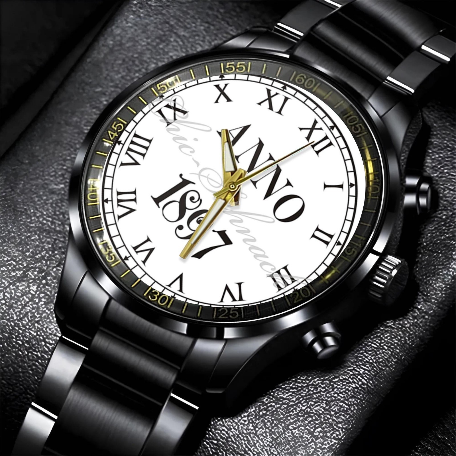 Personalized Anno 1897 schwarz-weiß Heritage Watch Leather Band Case Gift Box