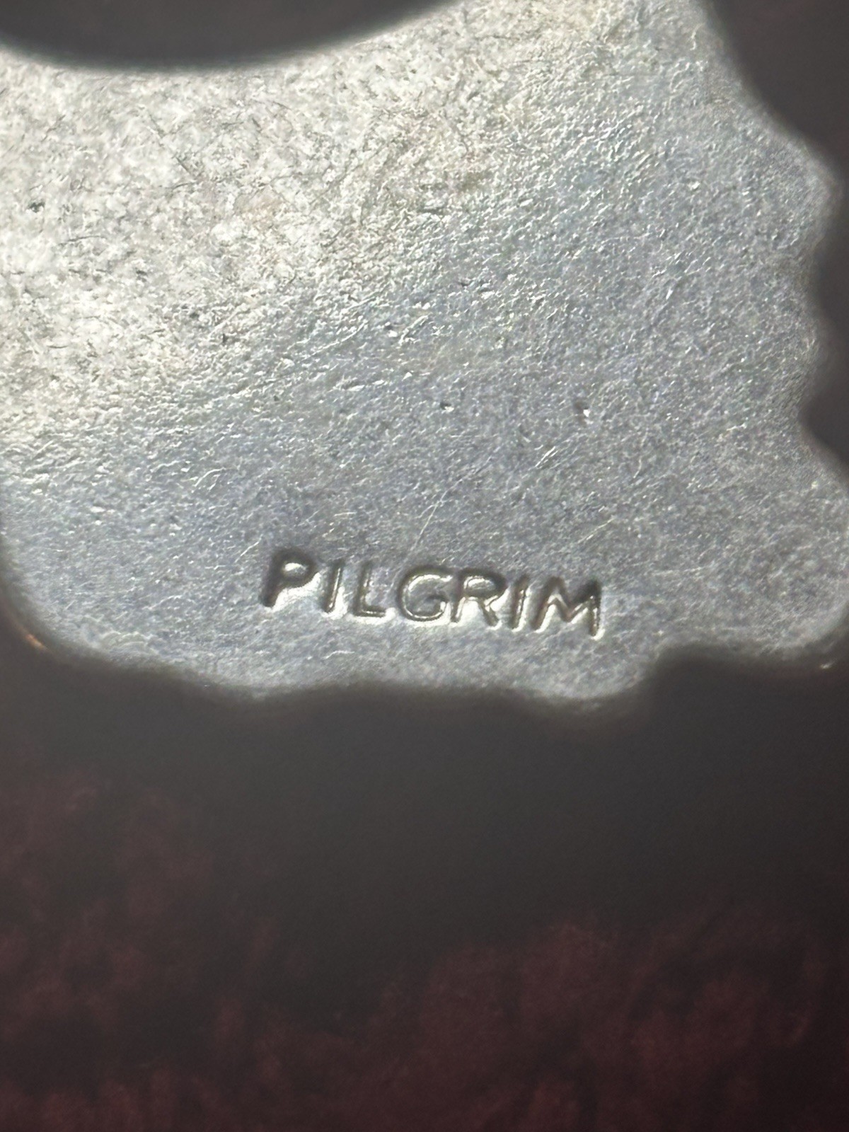 Pilgrim Danish Design Silver Tone Pendant Charm Necklace Mauve Crystal Signed