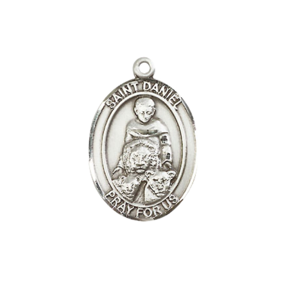 Medium Medium Pewter Saint St. Daniel Medal 24″ Lobster Claw Chain Necklace