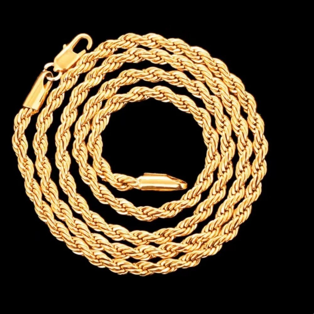 18K Gold Filled Italy Rope Necklace Heavy Solid Chain 2mm 3mm 4mm 5mm 6mm