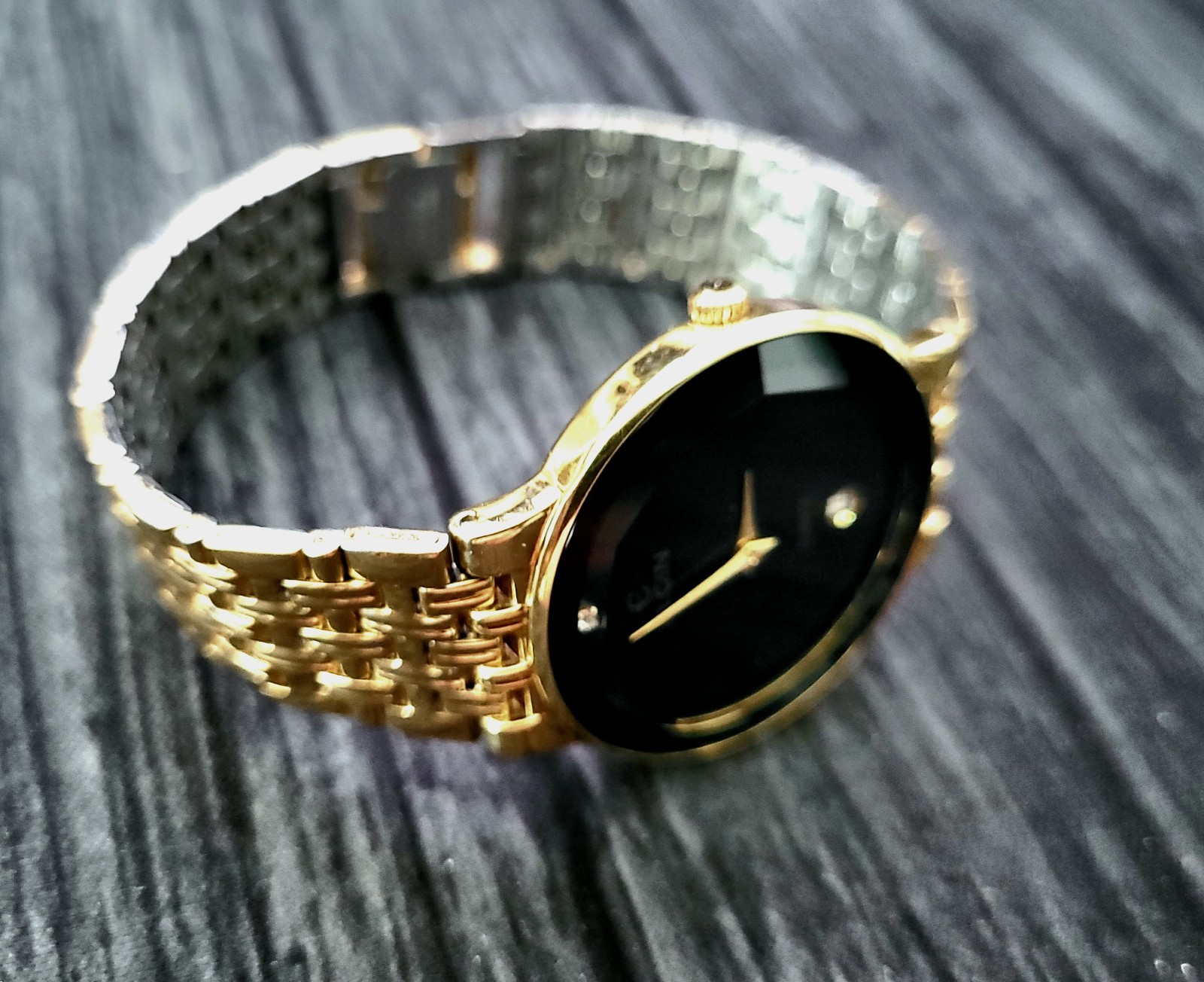 Rare Unisex Elgin Diamond Dial Faceted Crystal Dress Watch