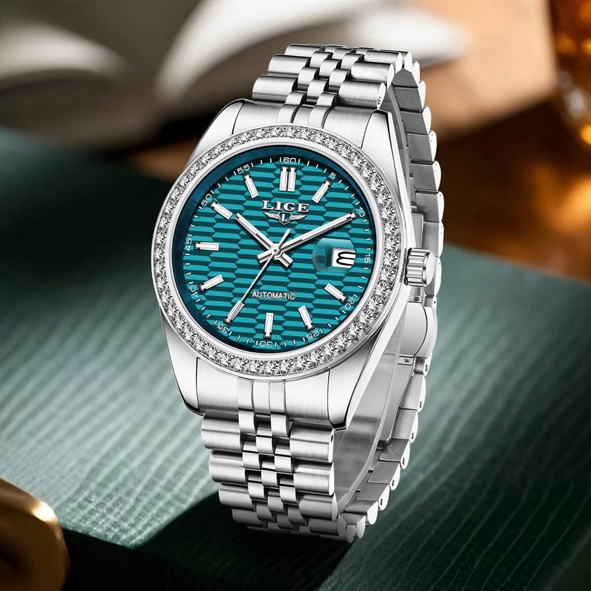 LIGE Men Watch Automatic Mechanical Date Waterproof Stainless Steel Wristwatch