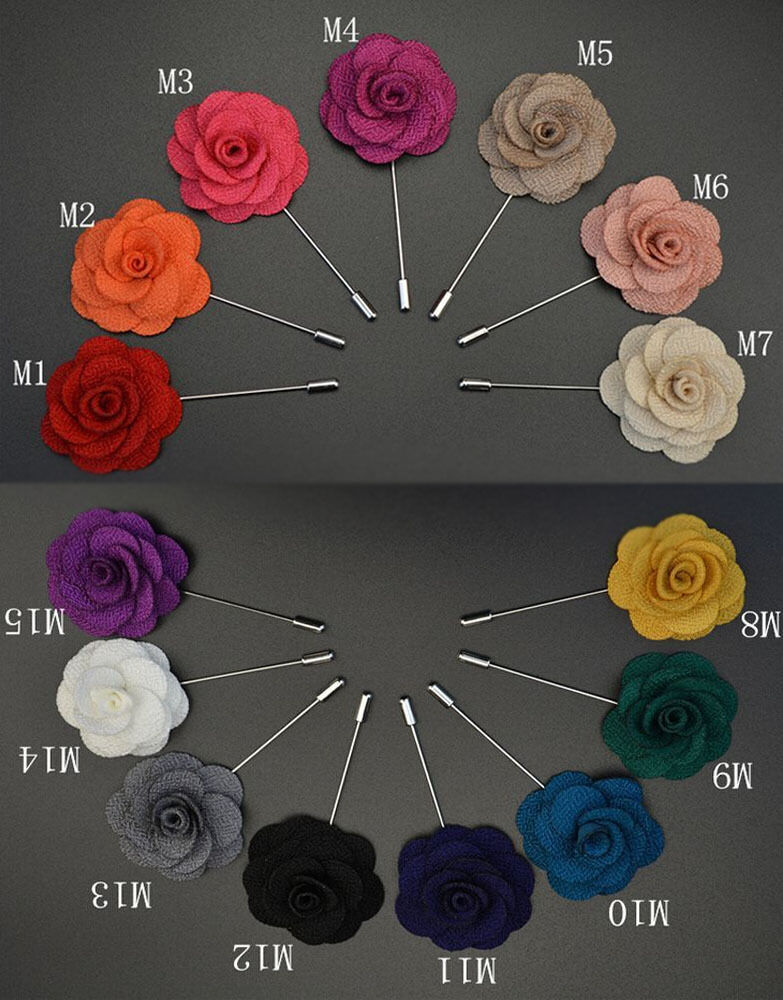10Pack Men Nice Lapel Flower Daisy Boutonniere Stick Brooch Pin Suit Wedding A