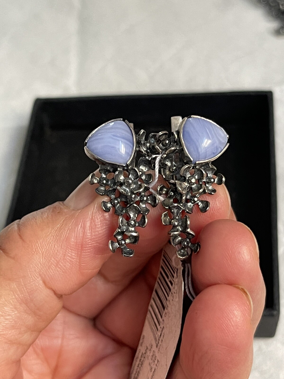 VTG STYLE Ukrainian set Of 2 Earring,Pendant Sterling Siver 925 with lace agate