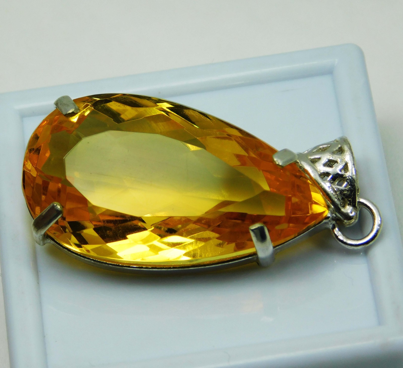 Certified 89.60 Ct Natural Yellow Topaz 925 Sterling Silver Gems Pendant