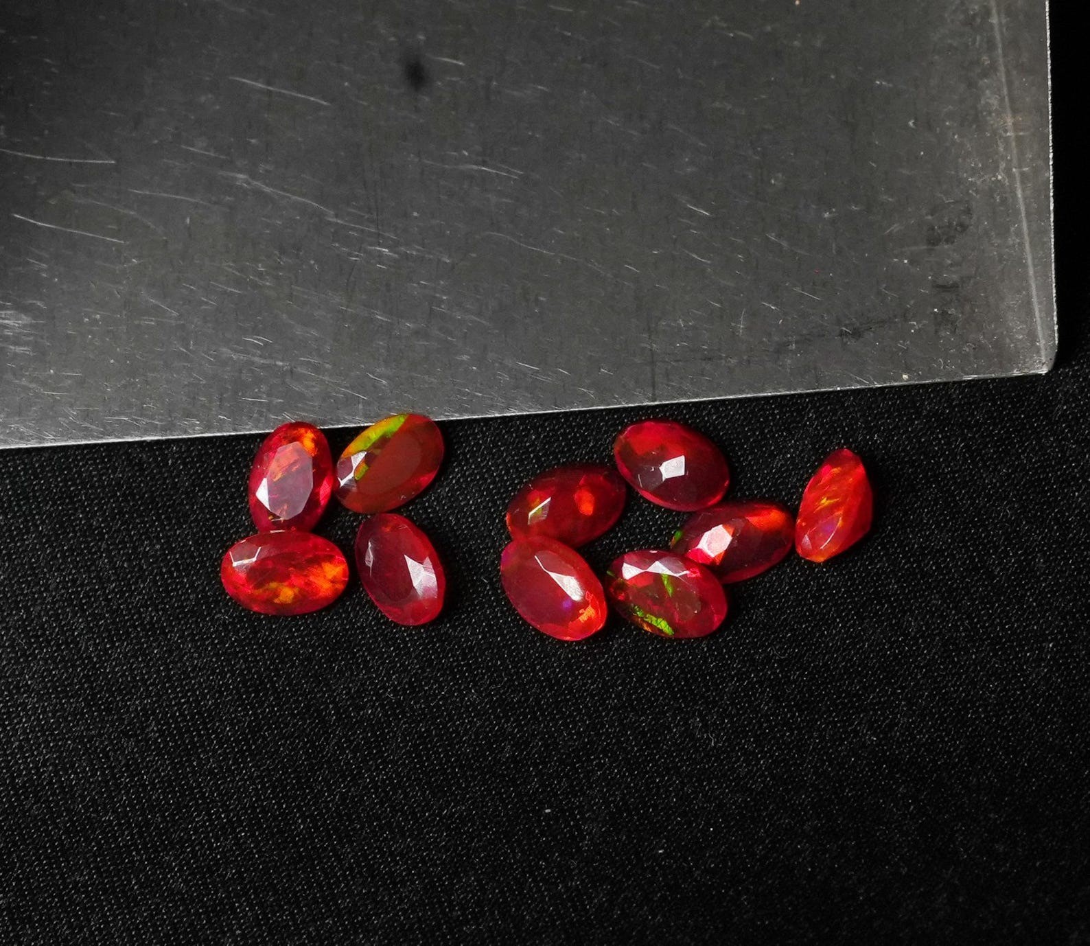 Natural Red Ethopian Opal Oval Faceted Cut 3x5mm To 8x10mm Loose Gemstone