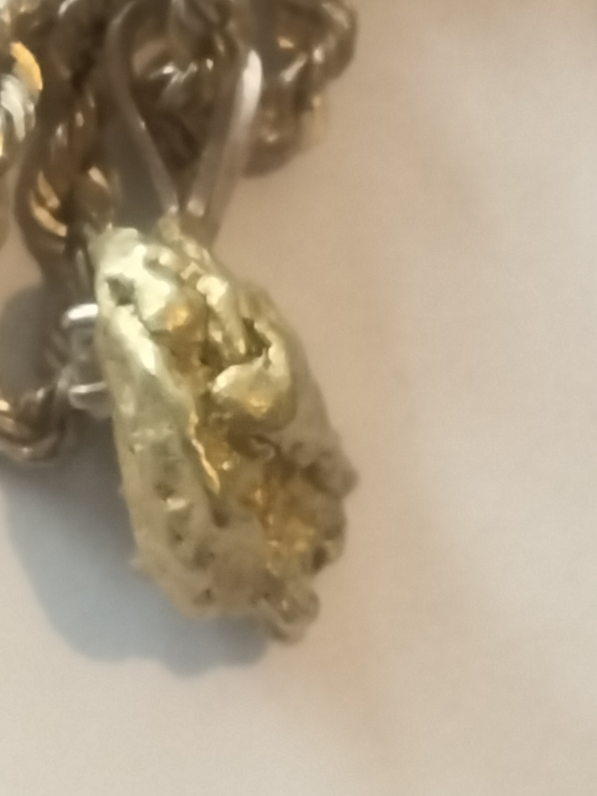 14KT Gold Rope 18″ Necklace With MT Nugget And Diamond Pendant 5.1 Grams 3 DAY