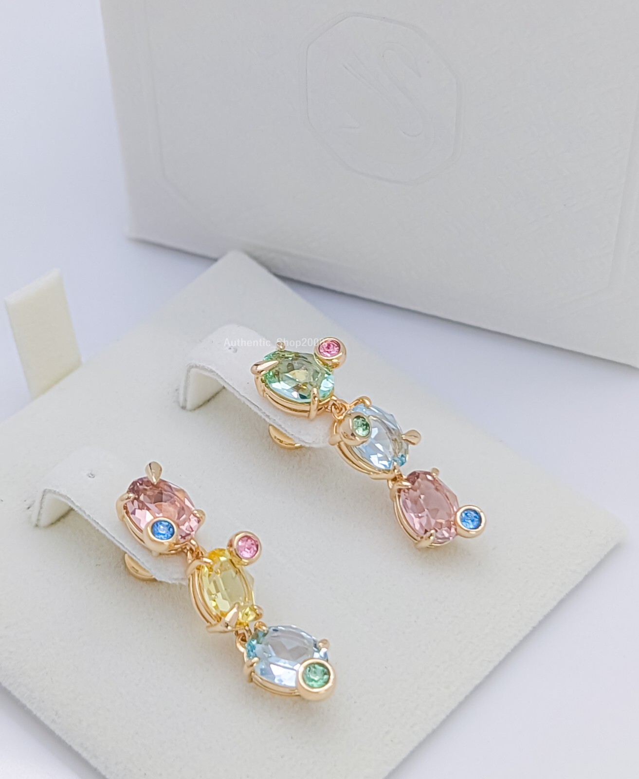 New Authentic SWAROVSKI Colorful Sparkle Crystals Gema Drop Earrings 5714815