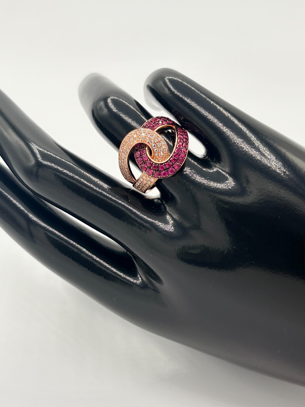 14k Rose Gold EFFY Natural Ruby & Diamond Ladies Amore Band Ring 5.6g Size 7.5