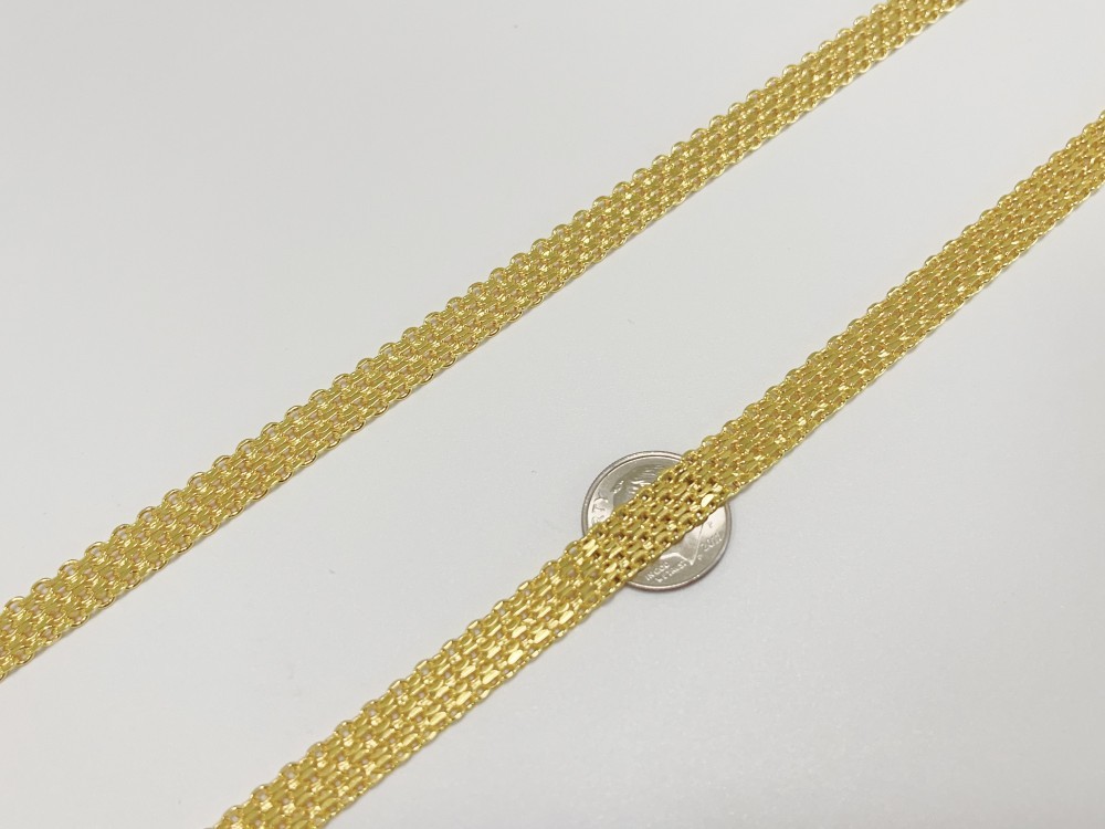 Solid 18K Yellow Gold Bohemian Multi Layer Wide Necklace Chain Gift 8mm 20inch