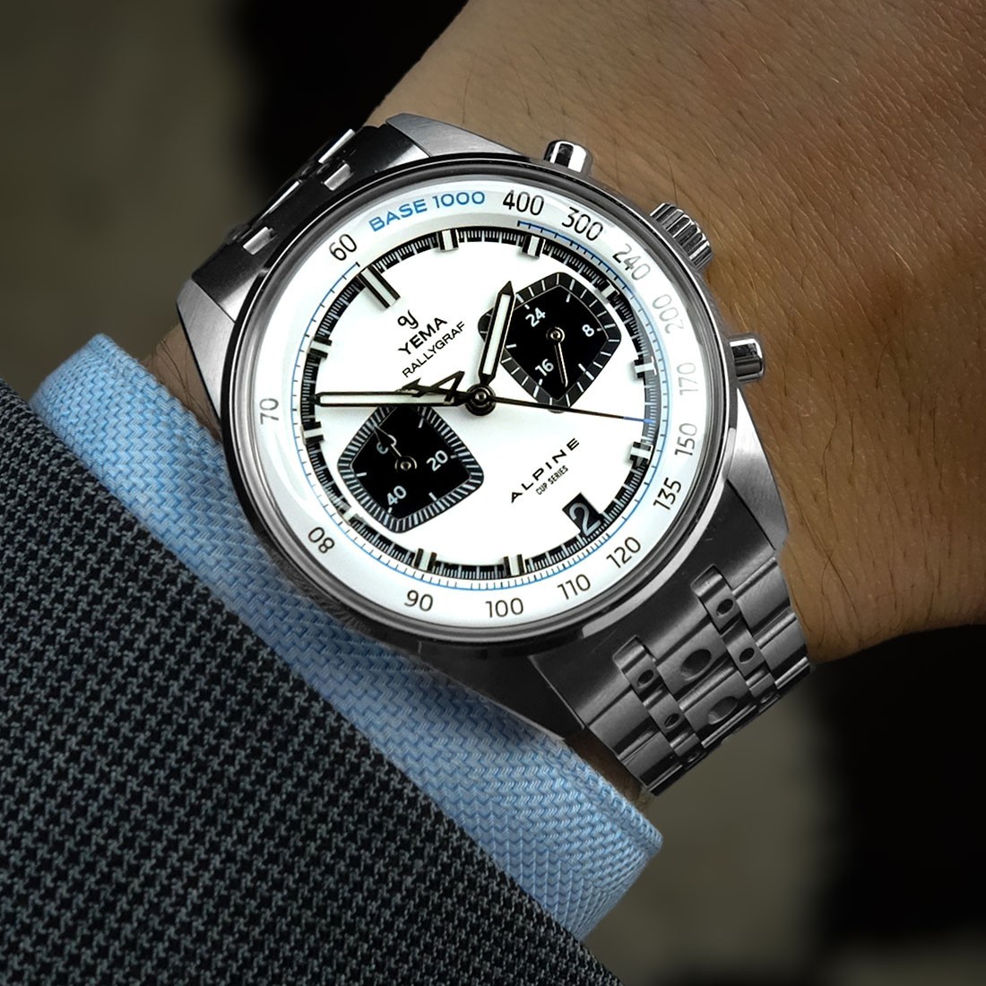 YEMA Rallygraf Alpine Chronograph Hybrid Steel Mechanical Quartz Men’s Watch