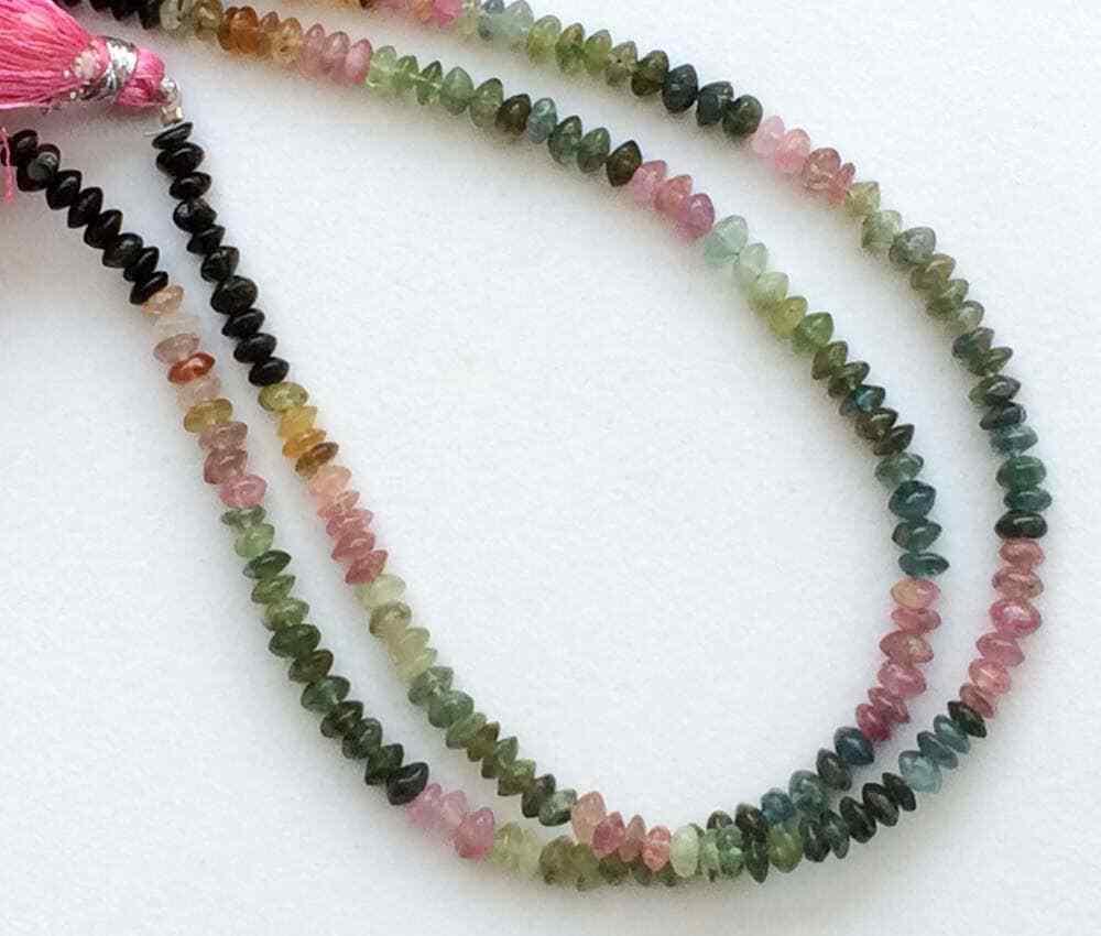 4-5mm Multi Tourmaline Plain Button Beads, Shaded Multi Tourmaline 10 Inch Plain