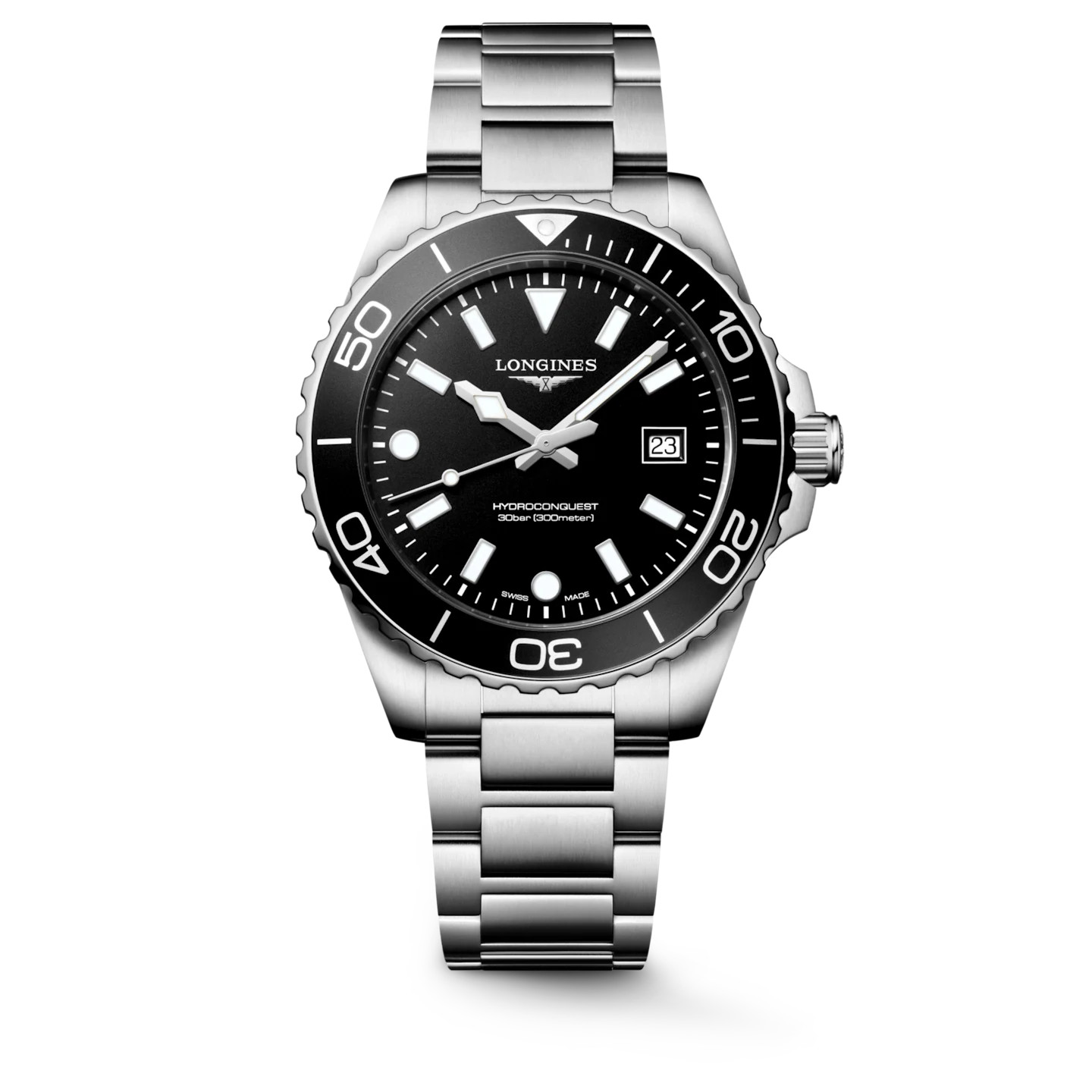 Longines Hydroconquest 42 MM Quartz SS Black Sandblasted Dial Watch L37694566