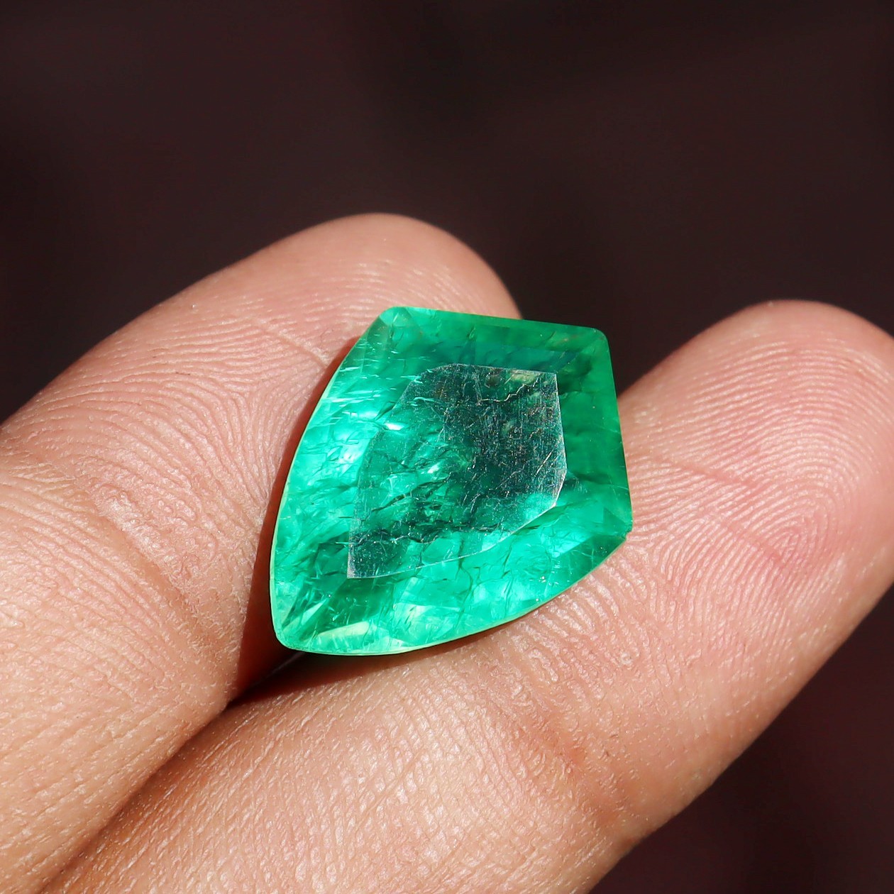 Colombian Huge Fancy Cut Green Emerald 11.60 Ct Certified Natural Loose Gemstone