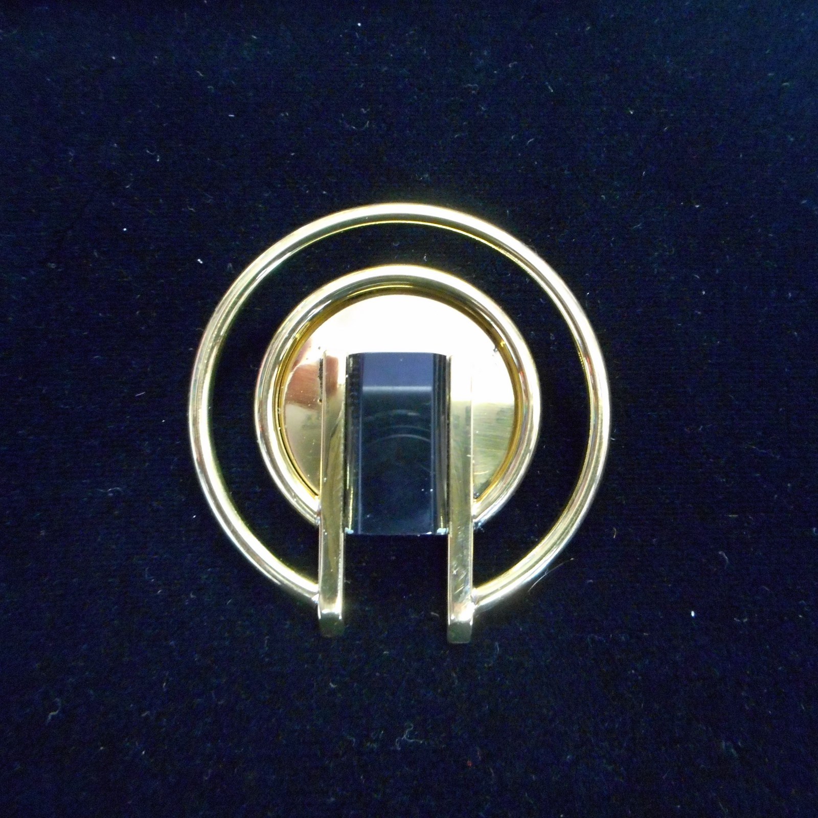NEW Squadra Blu Brass-Tone Plated Black Plexi Accent Brooch from the Netherlands