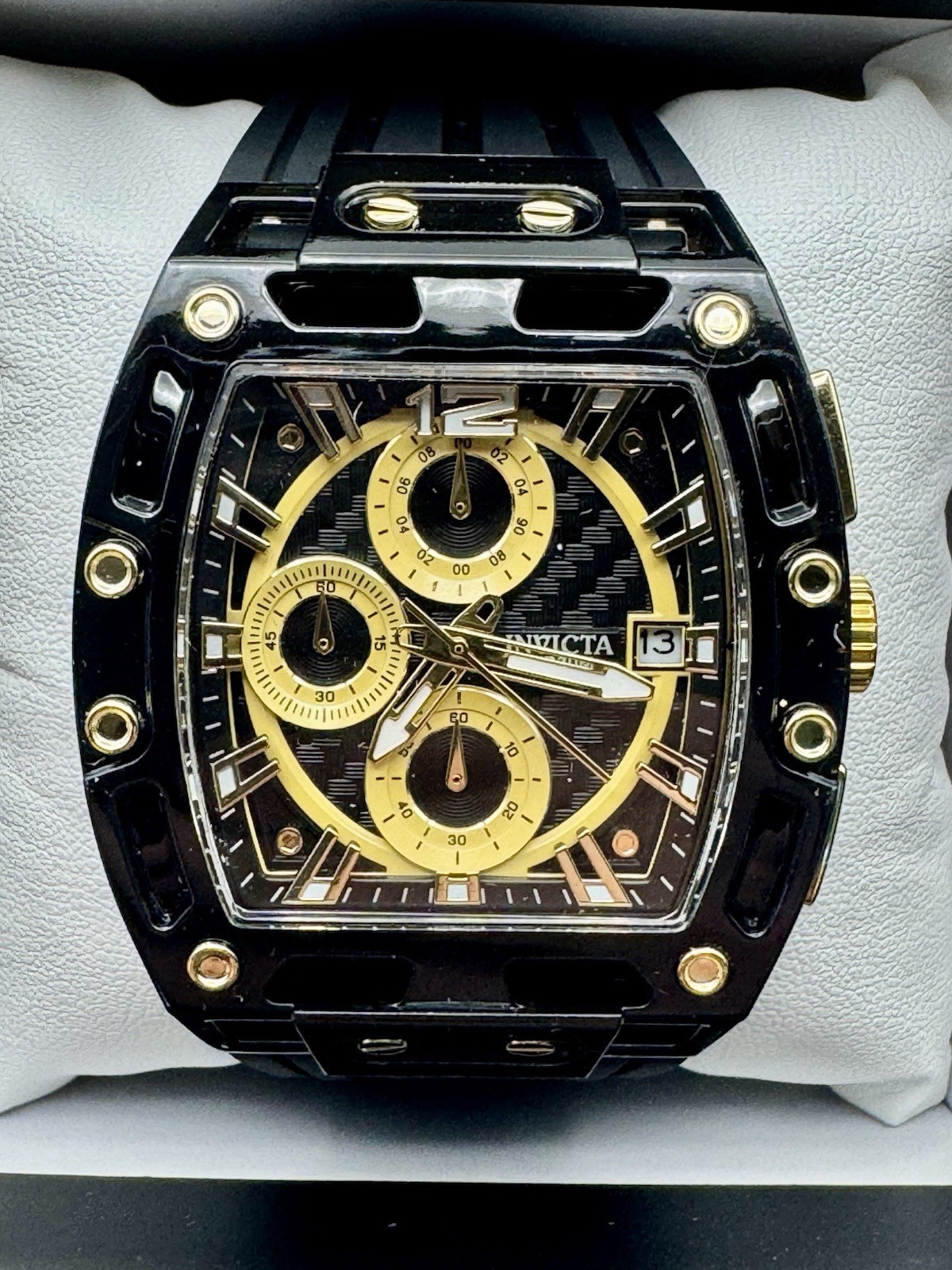 Invicta S1 Rally 70148 42mm Allogrip Chronograph Black Gold Men’s Watch