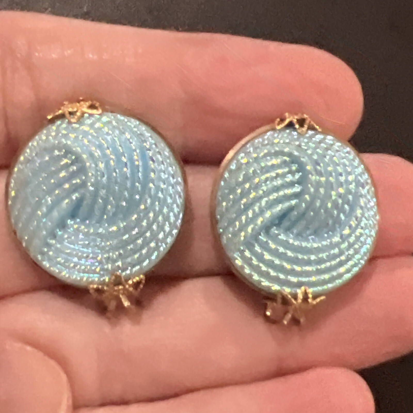 Vintage Hillcraft Earrings Blue Lucite