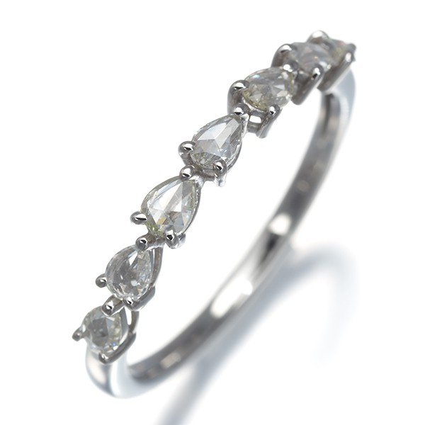 Rose-cut Diamond 0.27ct Pear-shaped Ring 950 Platinum
