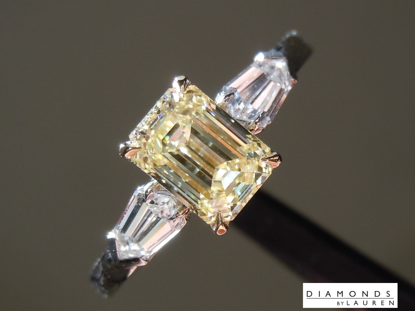 1.02ct Yellow VS2 Emerald Cut Lab Grown Diamond Ring R10402 Diamonds by Lauren