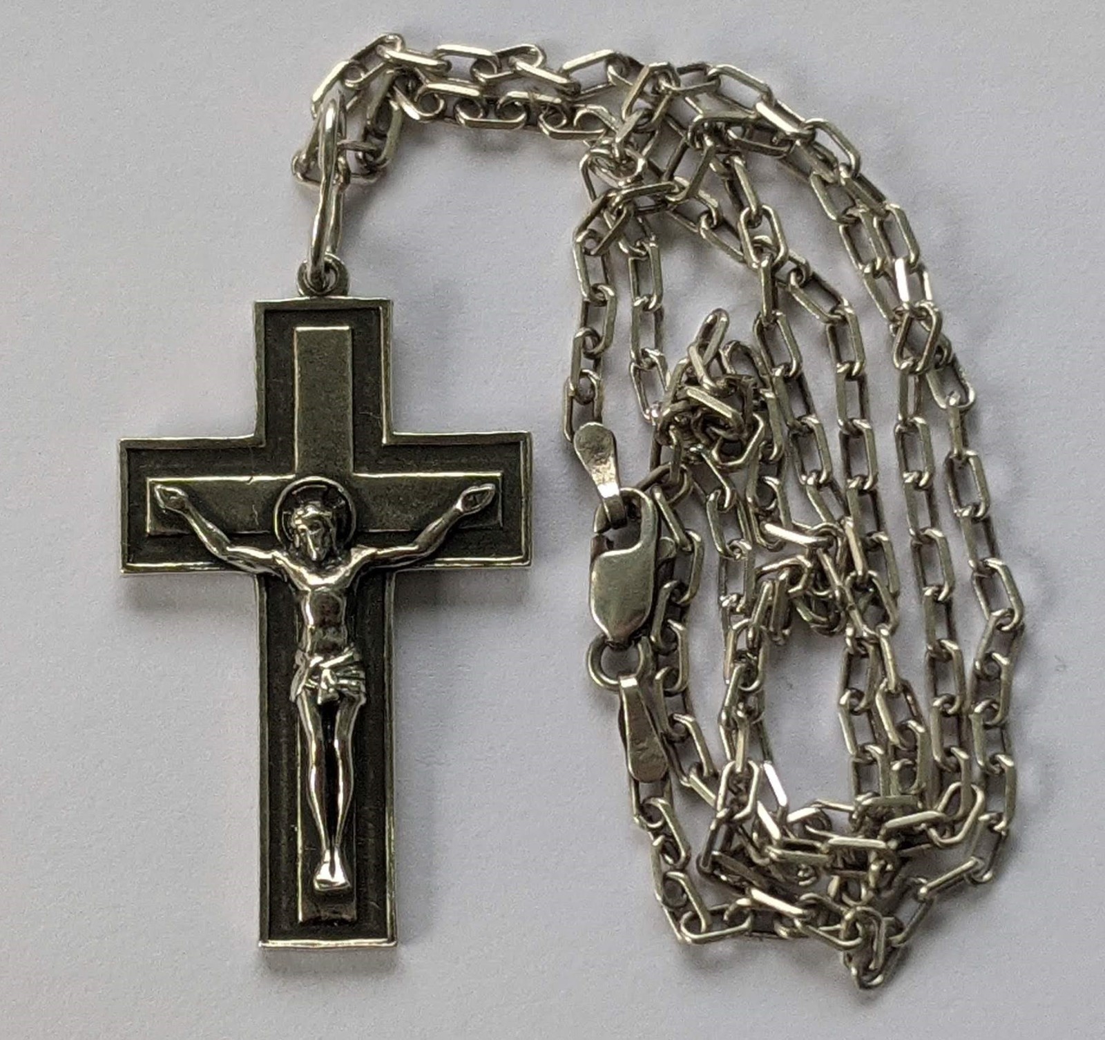 Orthodox Cross on a chain 46 cm. 925 silver. Weight 9.16 g. Prayer in Russian.