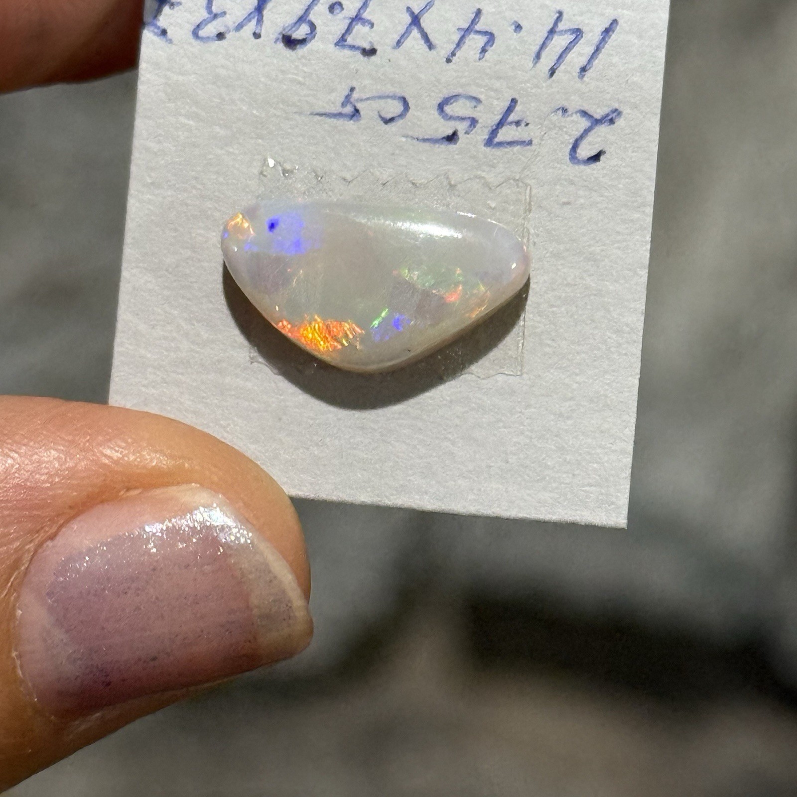 2.75ct 14.4×7.9×3.7mm Lightning Ridge Australian Crystal Opal Cabochon Gem