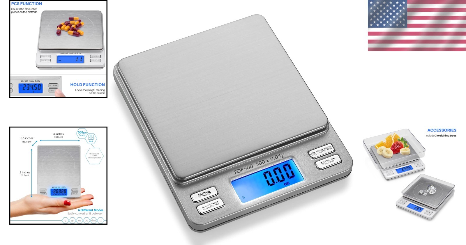 Smart Weigh Digital Pro Pocket Scale 500G X 0.01 Grams Precise Weighing Professi