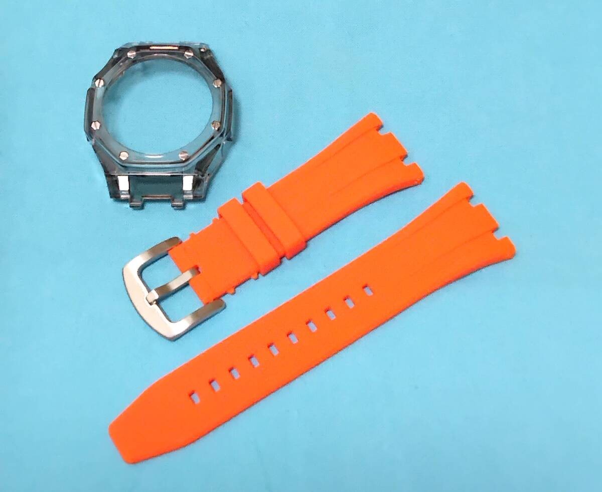 [Unused] G-SHOCK GA-2100 GA-2110 GA-B2100 Clear black bezel orange belt set