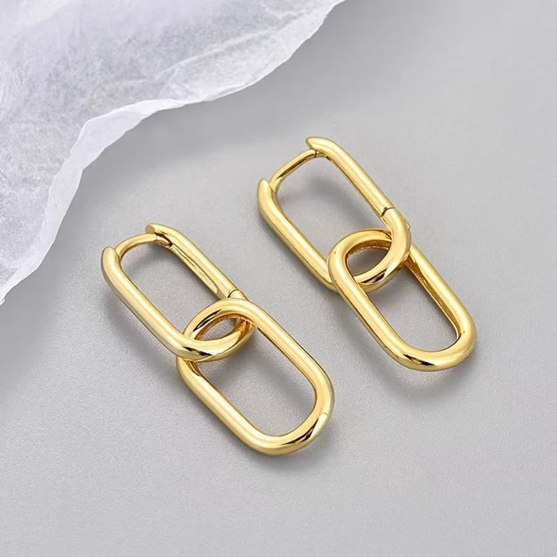 925 Sterling Silver Paperclip Link Chain Earrings Convertible Dangle Women