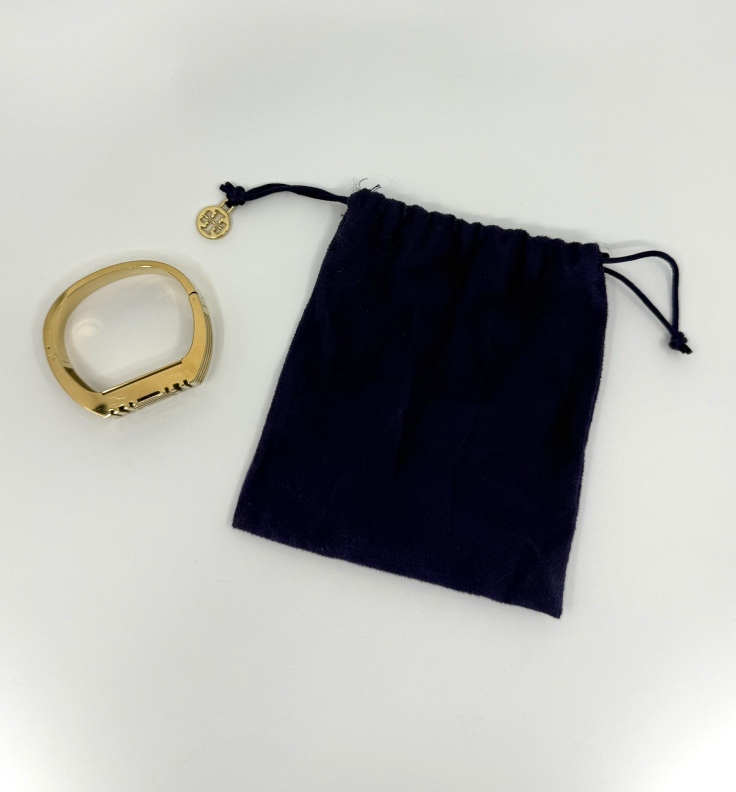 Tory Burch for Fitbit Metal GOLD Hinged Bracelet Dust Bag