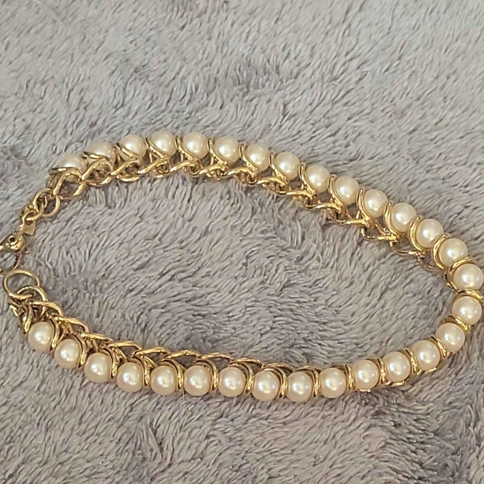 Vintage Monet Faux Champagne Pearl Bracelet