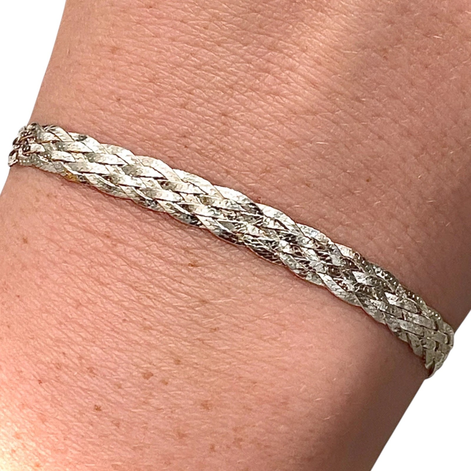 925 Sterling Silver Herringbone Bracelet Italy Adjustable Slider for Women