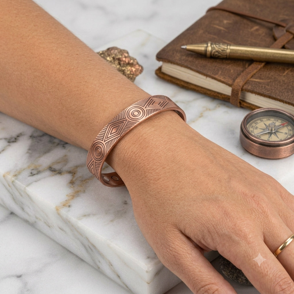 9 Pack Solid Copper Magnetic Bracelet Arthritis Pain Therapy Cuff Set Display