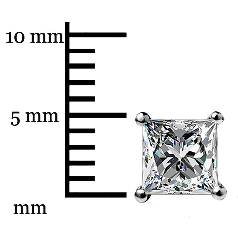 1.50 Ct Princess Cut Moissanite Stud Earrings Screwback Real 14k White Gold Gift