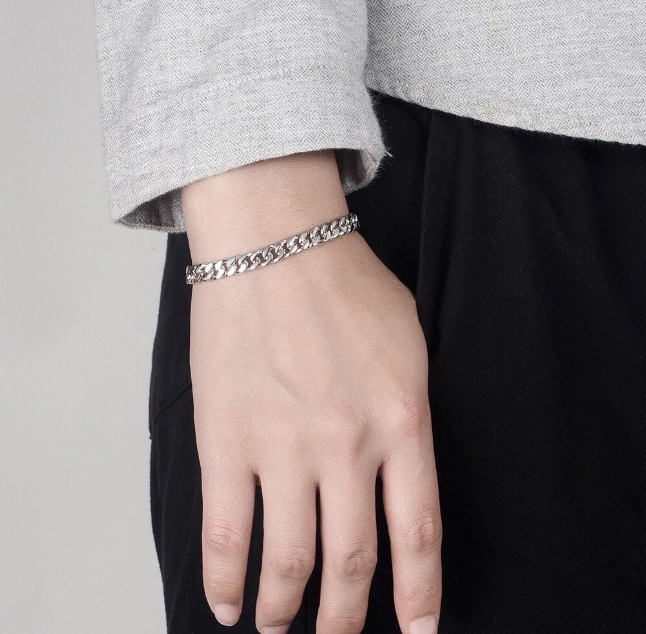 Silver 925 Cuban Link Chain Bracelet Nickel-Free Lobster Closure 7-9in