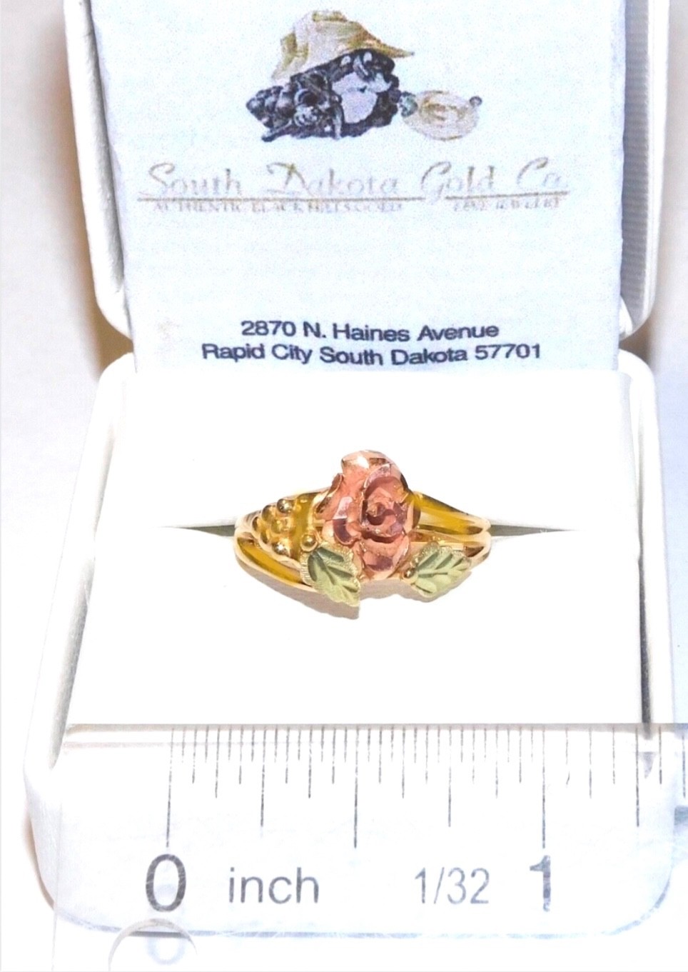 Black Hills Gold 10k 12k Dakota Rose Leaves Ring Size 6 3/4
