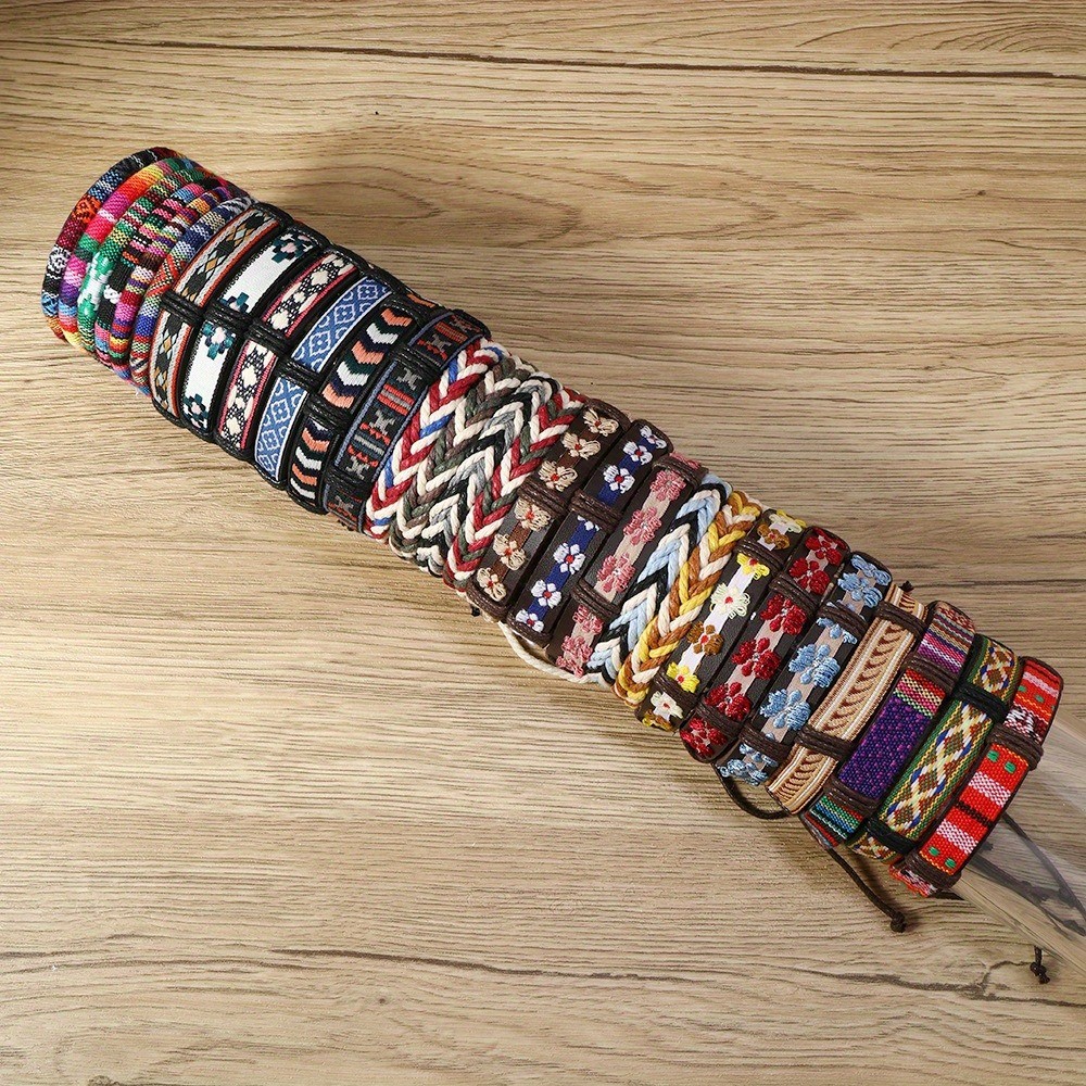 Random 24/36pcs Handmade Bracelets Wristband Tibetan Nepal Rope Boho Cuff Bangle