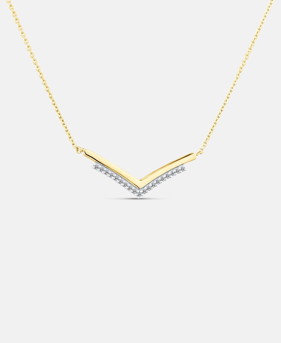 9ct Yellow Gold Lab Diamond Wishbone Necklace