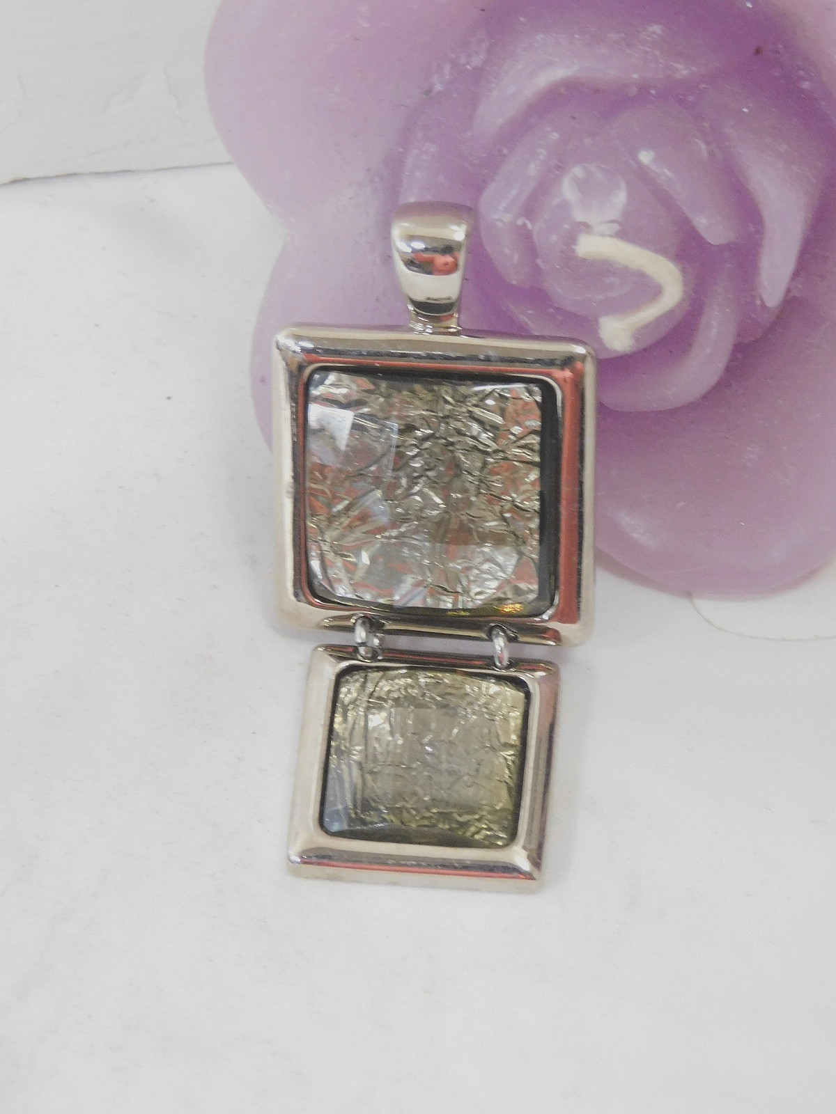 Beautiful Lia Sophia “FLUX” Pendant/Slide, Silver w/Avocado Tone, Unique, NWOT