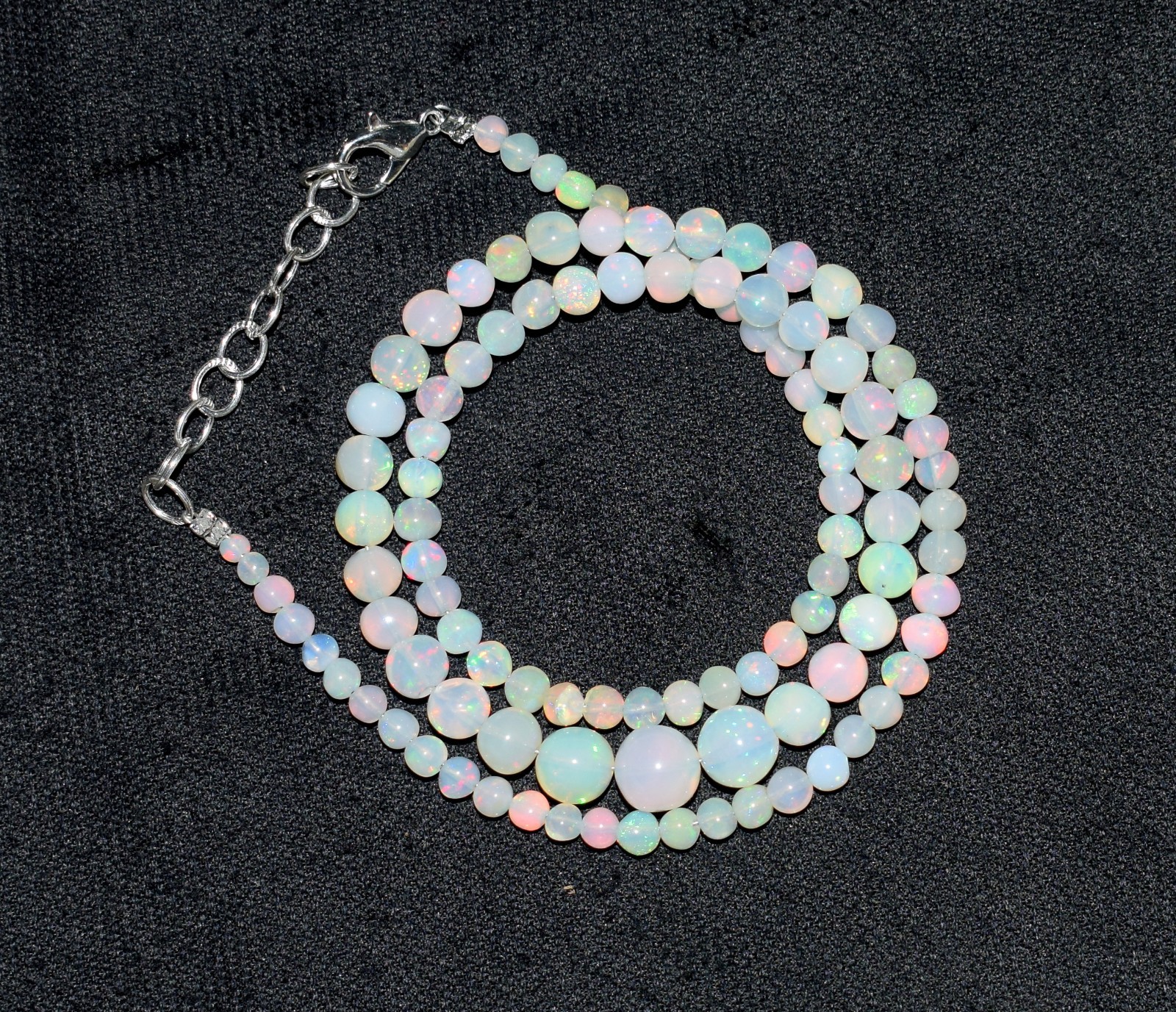 16″Natural Ethiopian Opal Wello Fire Opal Gemstone Beads Necklace Jewelry A0764