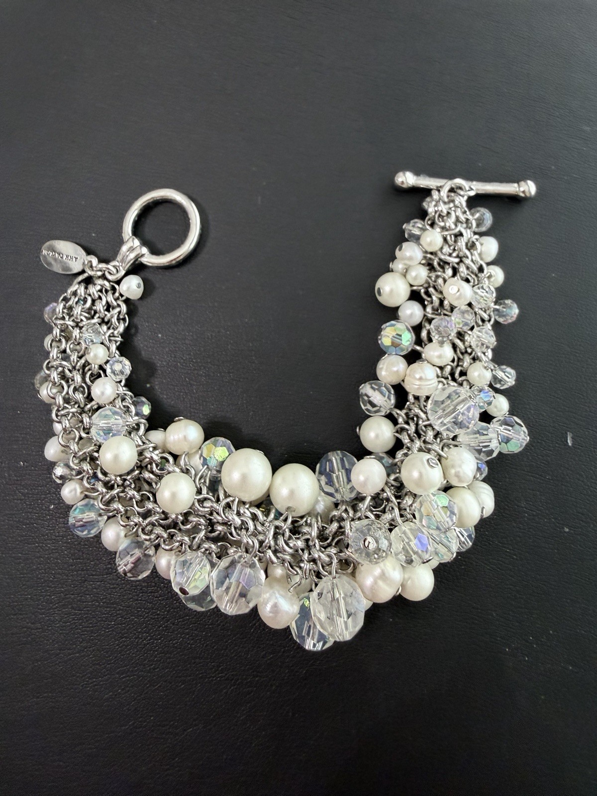 Ann Taylor Faux Pearl & AB Rhinestones Beaded Necklace & Cha Cha Bracelet