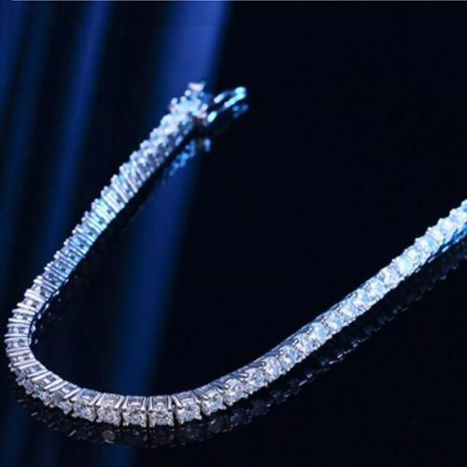 Women’s Tennis Bracelet For Daughter Gift Round Natural Diamond 14k White Gold