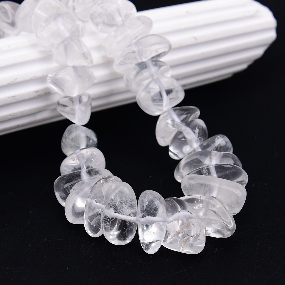 Natural Clear Rock Quartz Smooth Crystal Nugget Loose Space Beads 16” Jewelry